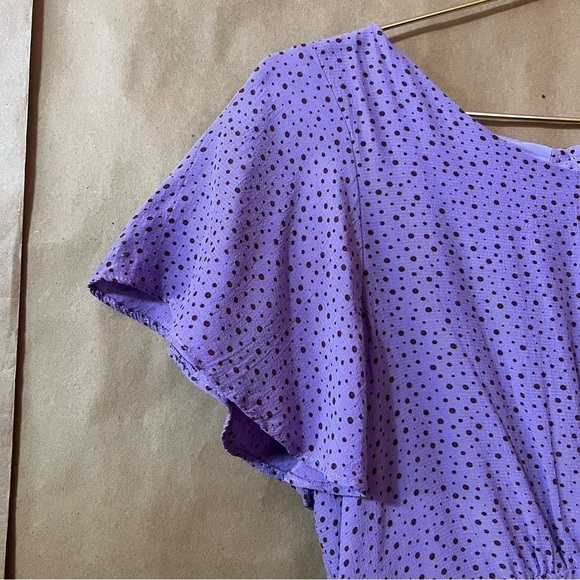 Free People | Tootsie Mini Dress Empire Waist Flutter Sleeve Purple Size 2 - Picture 6 of 13